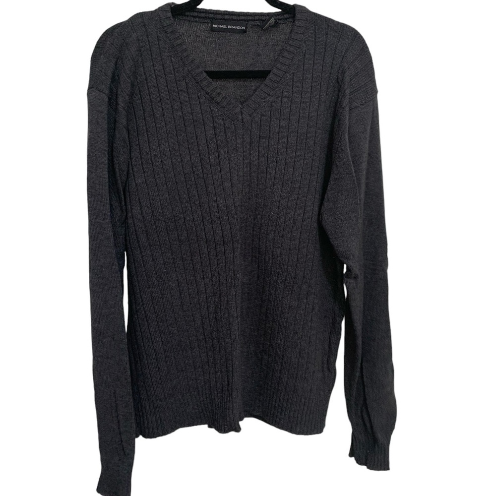 Men’s Charcoal Gray V-Neck Sweater